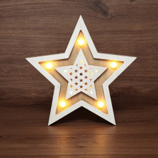 Деревянная фигура с подсветкой «Звезда двойная» 30х4х30 см | 504-027 | NEON-NIGHT title=