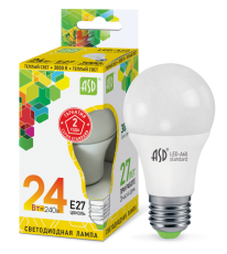 Лампа светодиодная LED-A65-standard 24Вт 230В Е27 3000К 2160Лм | 4690612014265 | ASD title=