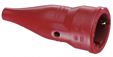 Розетка кабельная резиновая с мультизаземлением IP44, 16A, 2P+E, 250V, (красный) | 1479040 | ABL Sursum title=