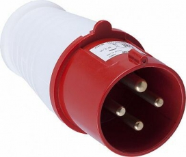 PPG32-41-441 Вилка прямая для силовых кабелей сеч. 2,5-6 мм2, 3PIN+PE, 415В, 32A, красный/белый | 32879 | STEKKER title=