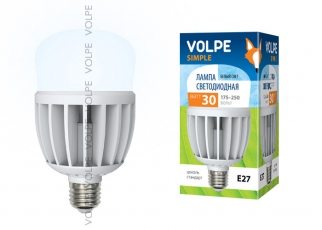 Лампа светодиодная LED-M80-30W/NW/E27/FR/S LED мат., корпус термопластик, 4000К Серия Simple | 10811 | Volpe title=